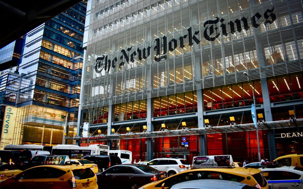 La façade de l'emblématique journal du "New York Times"